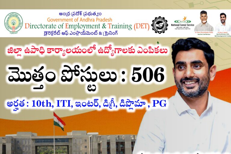 ఏపీ ప్రభుత్వ కార్యాలయం ద్వారా 506 ఉద్యోగాలకు ఎంపికలు | AP District Employment Office Latest Mega Job Mela | Latest jobs in Telugu