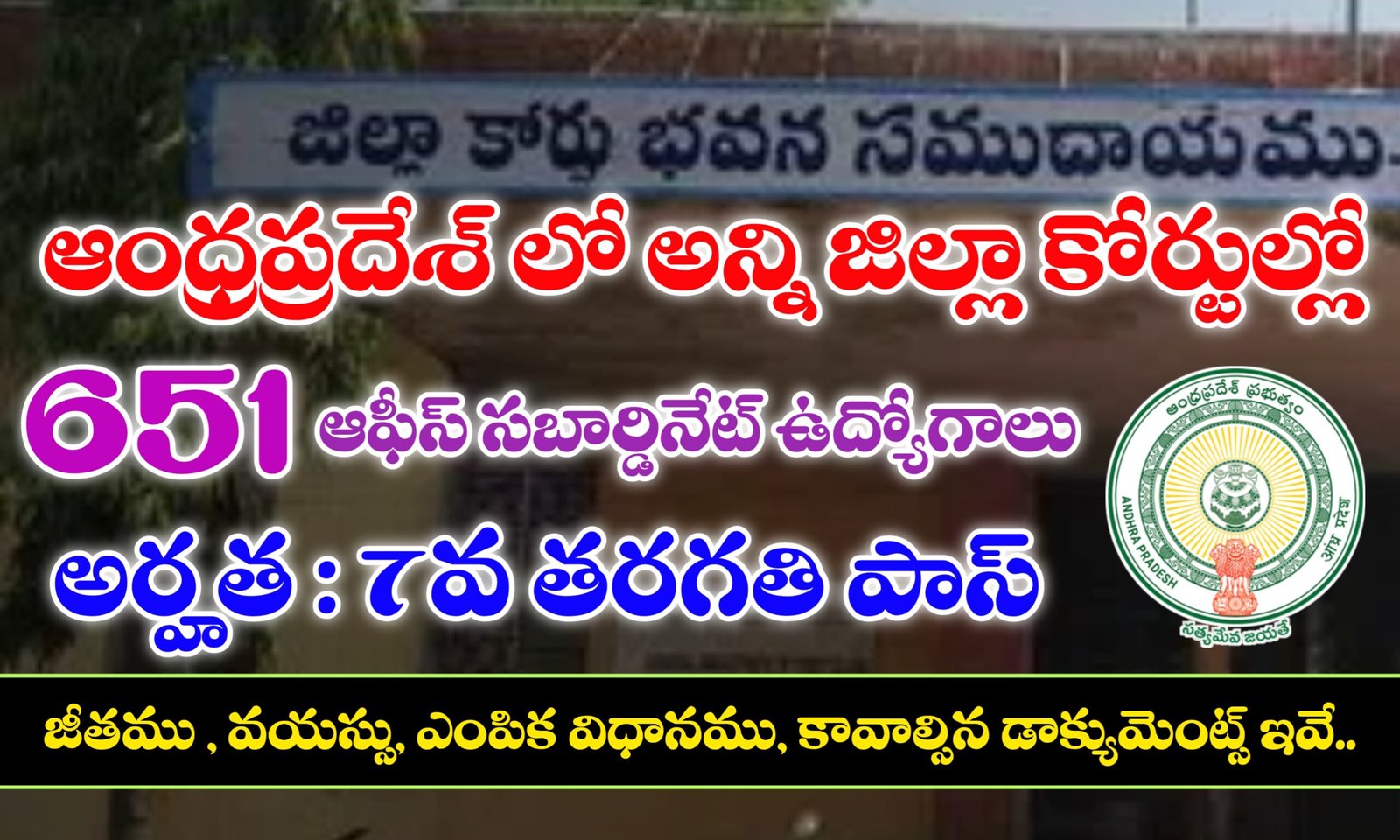 AP District Court Office Subordinate Jobs Notification 2025