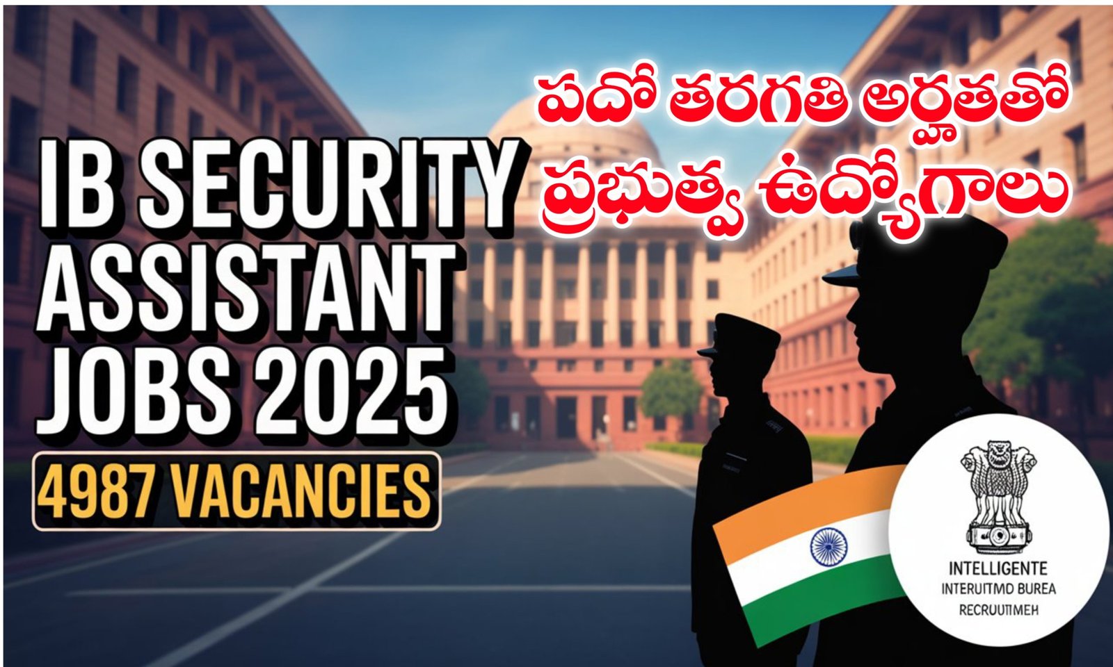 Intelligence Bureau Security Assistant Recruitment 2025 Details