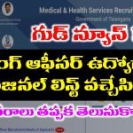 Telangana MHSRB Nursing Officer Results 2025